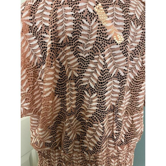 June and Hudson Women's Large Banded Bottom Leaf Boho Mauve Deep V Blouse NWT - Picture 6 of 11
